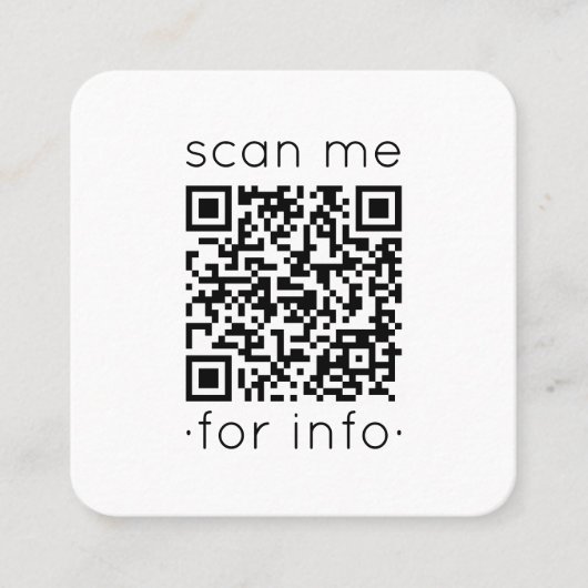 QR Code Generator Moderne minimalistische witte sc Vierkante Visitekaartje (Voorkant)