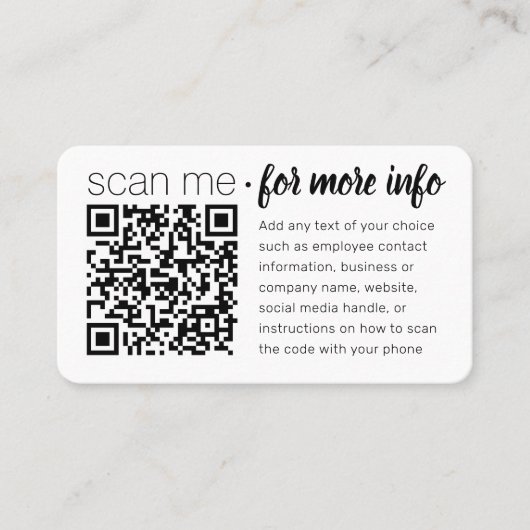 QR Code Generator Moderne minimalistische witte sc Visitekaartje (Voorkant)