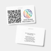QR Code Generator & Uw Logo Niet-Foto Wit ID Badge (Voor- en achterkant)