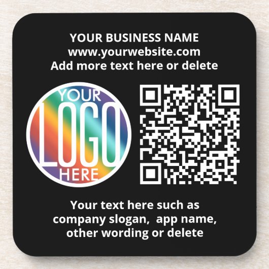 QR Code Generator & Your Business Logo Black Bier Onderzetter (Voorkant)