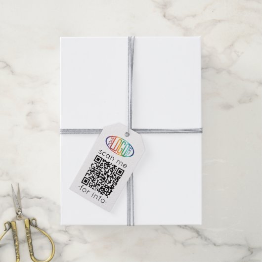 QR Code Generator & Zakelijk Logo Modern Minimalis Cadeaulabel (Met Touw)