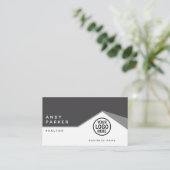 QR-code | Generiek, grijs minimalistisch vastgoed Visitekaartje (Staand voorkant)