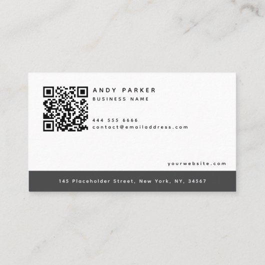QR-code | Generiek, grijs minimalistisch vastgoed Visitekaartje (Achterkant)