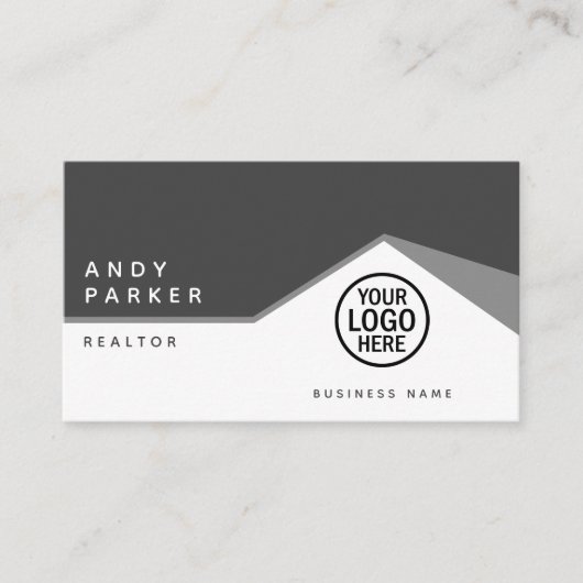 QR-code | Generiek, grijs minimalistisch vastgoed Visitekaartje (Voorkant)