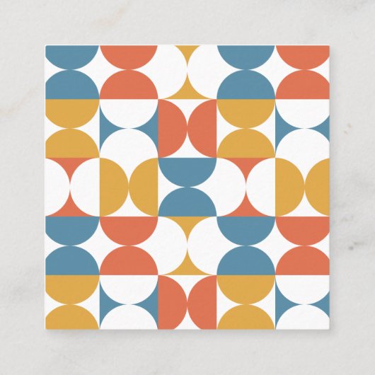 QR CODE Geometrisch blauw sinaasappel geel MID CEN Vierkante Visitekaartje (Achterkant)