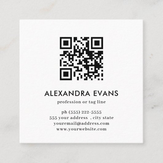 QR CODE Geometrisch blauw sinaasappel geel MID CEN Vierkante Visitekaartje (Voorkant)