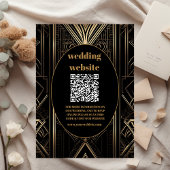 qr-code Geometrische Art Deco Bruiloft Informatiekaartje