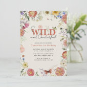 QR code geperste bloemen wild & mooie verjaardag Kaart (Staand voorkant)