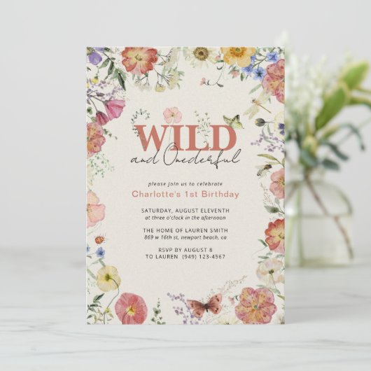 QR code geperste bloemen wild & mooie verjaardag Kaart (Staand voorkant)