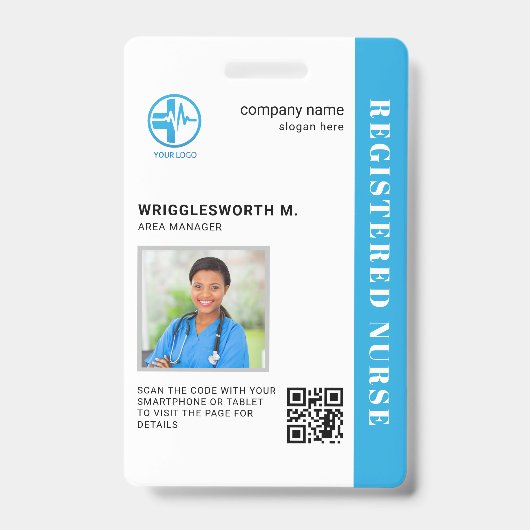 QR-code geregistreerde verpleegster medisch centru Badge (Voorzijde)