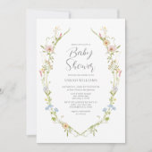 QR Code Geslachtsonzijdige Wilde Bloem Babyborrel Kaart (Voorkant)