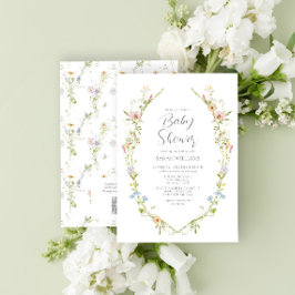 QR Code Geslachtsonzijdige Wilde Bloem Babyborrel Kaart