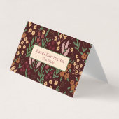 QR Code Gevouwen Visitekaartje Floral Burgandy (Voorkant)