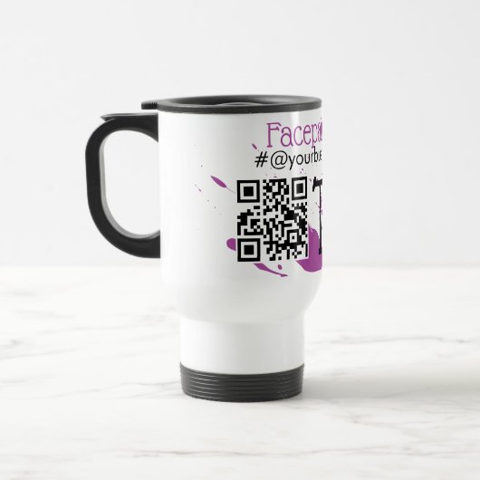 QR-code Gezichtsschilder Bedrijfsnaam Auto Tips Reisbeker (Links)
