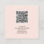 QR Code Girly Borstel Kalligrafie Roze QR Vierkante Visitekaartje (Achterkant)