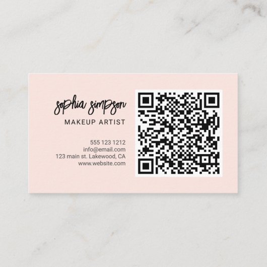 QR Code Girly Brush Blush Pink Visitekaartje (Achterkant)