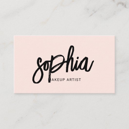 QR Code Girly Brush Blush Pink Visitekaartje (Voorkant)