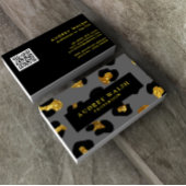 QR CODE Glam Glitter Gold Grey Leopard print Luxe Visitekaartje