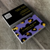 QR CODE Glam Glitter Paarse luipaard Luxe Visitekaartje