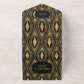 QR-code Glamoureuze Zwart en Gouden Art Deco Bruil All In One Uitnodiging (Buitenkant)