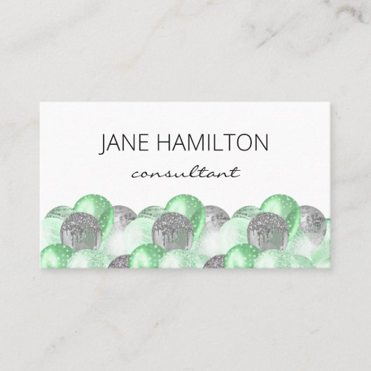 QR Code Glitter Balloons Visitekaartje (Voorkant)