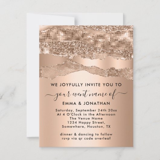 QR-code Glitter Roos Borders Blush (Voorkant)