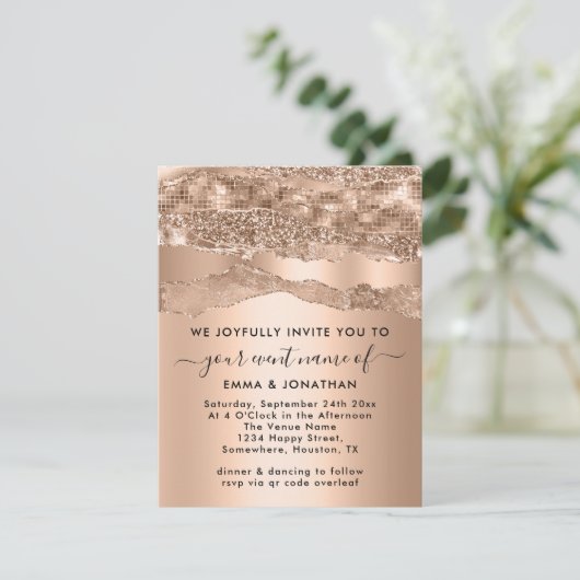 QR-code Glitter Roos Borders Blush (Staand voorkant)