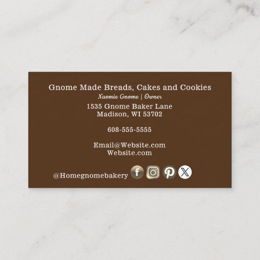 QR-code Gnome Hometown Bakery Chocolade Brown Visitekaartje (Achterkant)