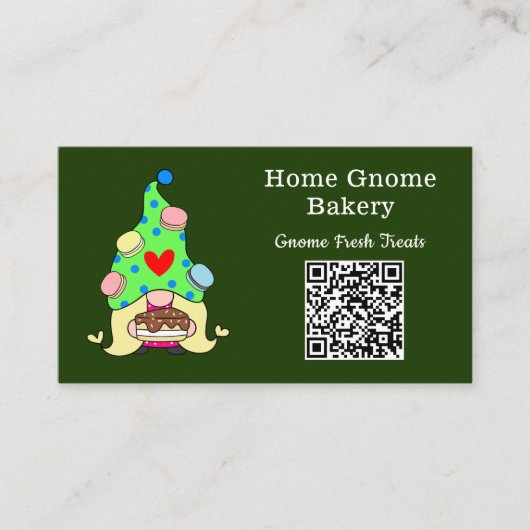 QR Code Gnome Hometown Bakery Donkergroen Visitekaartje (Voorkant)