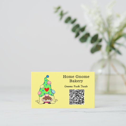 QR Code Gnome Hometown Bakery Lemon Geel Visitekaartje (Staand voorkant)