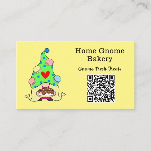 QR Code Gnome Hometown Bakery Lemon Geel Visitekaartje (Voorkant)
