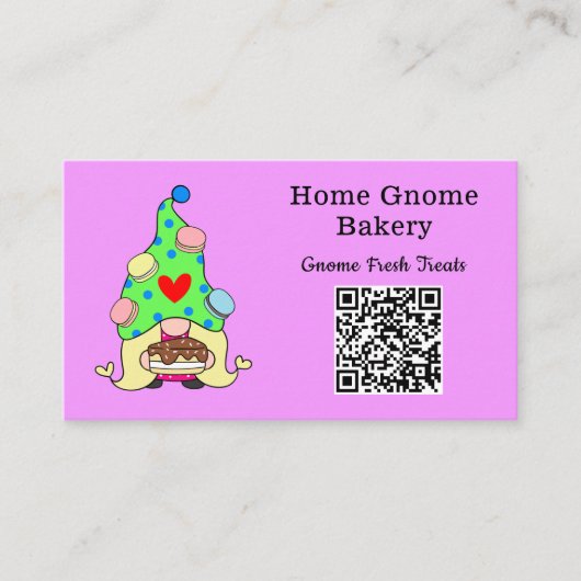 QR Code Gnome Hometown Bakery Light Paars Visitekaartje (Voorkant)