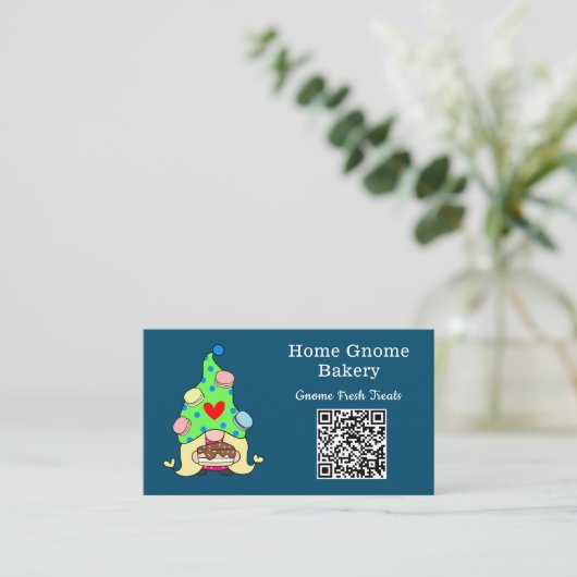 QR Code Gnome Hometown Bakery Ocean Blue Visitekaartje (Staand voorkant)