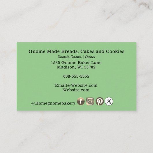 QR-code Gnome Hometown Bakery Saga Green Visitekaartje (Achterkant)