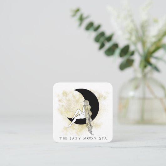 *~* QR-code GODDESS-vrouw op maan media Vierkante Visitekaartje (Staand voorkant)