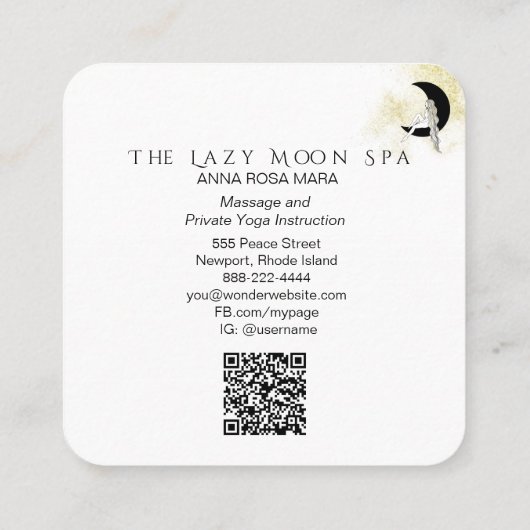 *~* QR-code GODDESS-vrouw op maan media Vierkante Visitekaartje (Achterkant)