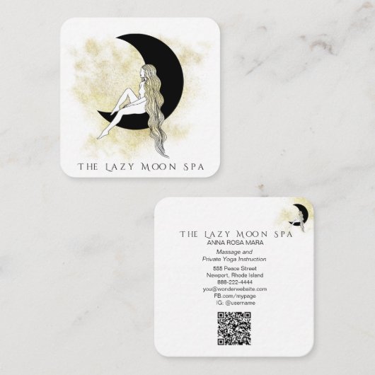 *~* QR-code GODDESS-vrouw op maan media Vierkante Visitekaartje (Voorkant / Achterkant)