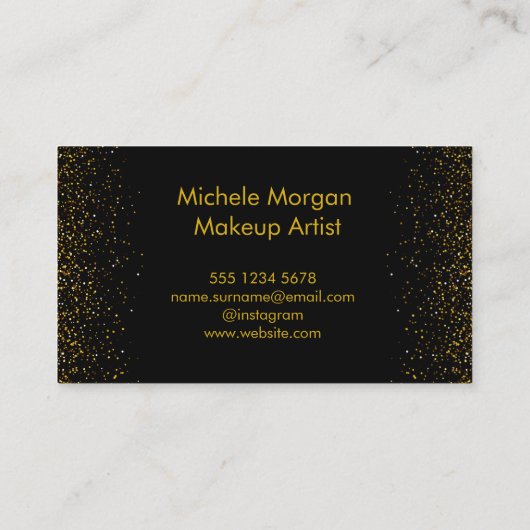 QR-code Gold Black Monogram Golden Glitter Sparkle Visitekaartje (Achterkant)