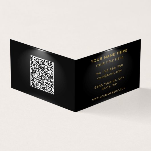 QR-code Gold Black Professional Visitekaartje (Buitenkant)