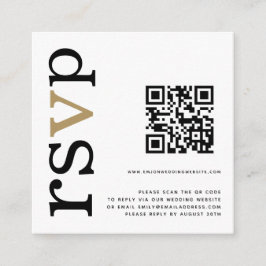 QR Code Gold Black Text White Weduwen Online RSVP Informatiekaartje
