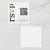 QR Code Gold Black Text White Weduwen Online RSVP Informatiekaartje (Voorkant / Achterkant)