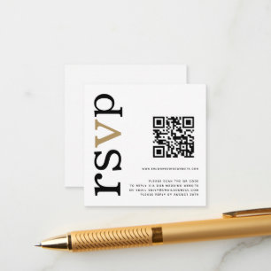 QR Code Gold Black Text White Weduwen Online RSVP Informatiekaartje