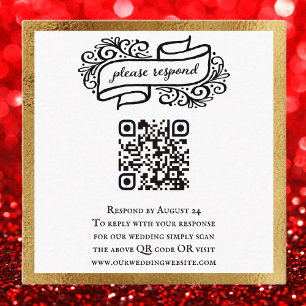 QR-code Gold Black White Weddenschap RSVP Informatiekaartje