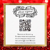 QR-code Gold Black White Weddenschap RSVP Informatiekaartje