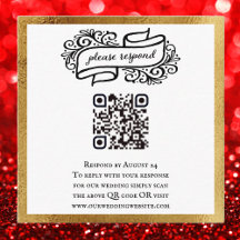 QR-code Gold Black White Weddenschap RSVP