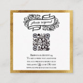 QR-code Gold Black White Weddenschap RSVP Informatiekaartje (Voorkant)