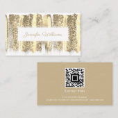 QR-code Gold Brush Makeup kunstenaar modern wit Visitekaartje (Voorkant / Achterkant)
