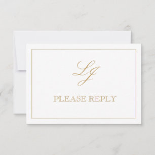 QR Code Gold Calligraphy Monogram Weddenschap RSVP Kaartje