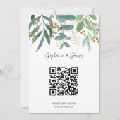 QR Code Gold Eucalyptus Berries Weddenschap Kaart (Voorkant)