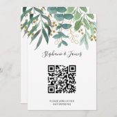 QR Code Gold Eucalyptus Berries Weddenschap Kaart (Voorkant / Achterkant)
